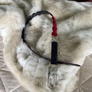 Brighton Black/Red Braided convertible Belt size Small 1”wide x 35”long